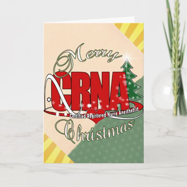 CRNA MERRY CHRISTMAS Nurse Anaesthetist Holiday Card (Front)