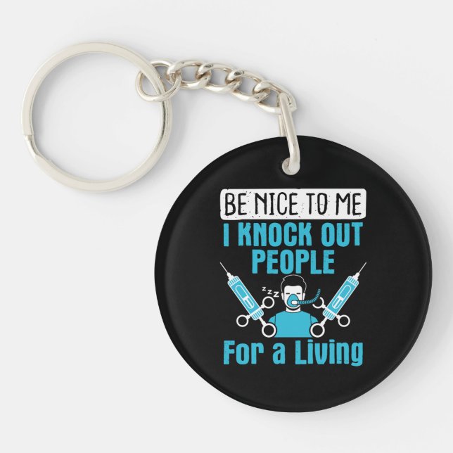 CRNA Nurse Anaesthetist Knock Out People Key Ring (Front)