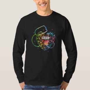 Crna Nurse Watercol Love Heart Stethoscope Scrub R T-Shirt