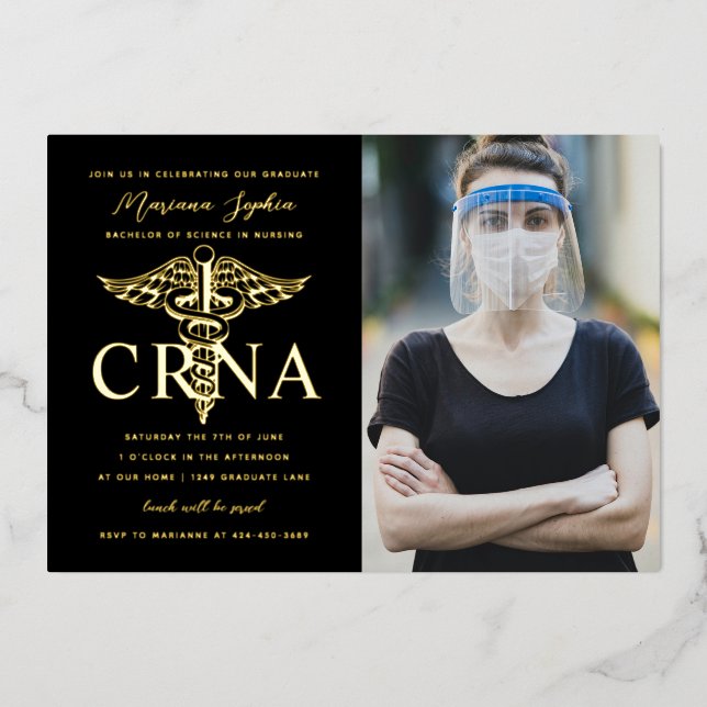 CRNA Nursing Graduation Photo Gold (Front)