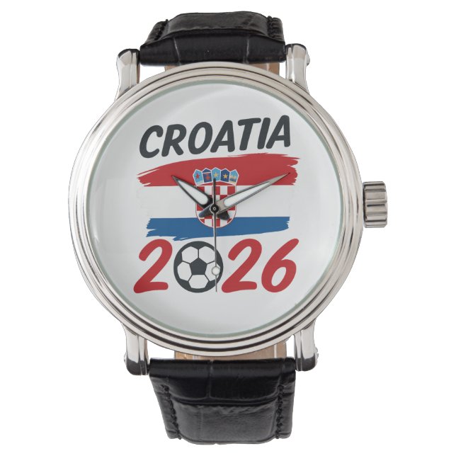 Croatia 2026 Soccer Fan Design Flag Colors Watch (Front)