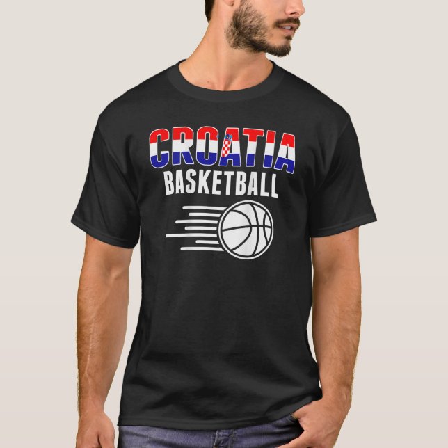 Croatia Basketball Fans Jersey Croatian Flag Sport T-Shirt (Front)