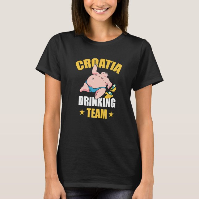 Croatia Beer Drinking Team Hrvatska  Party Vacatio T-Shirt (Front)