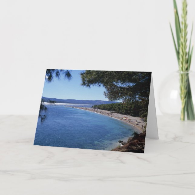 Croatia, Brac Island, Bol, Golden Cape Beach 2 Holiday Card (Front)
