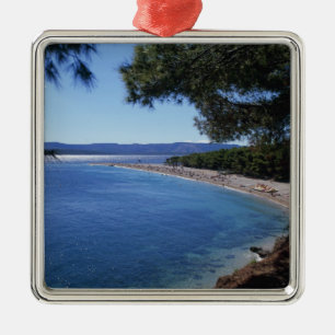 Croatia, Brac Island, Bol, Golden Cape Beach 2 Metal Tree Decoration