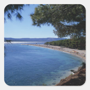 Croatia, Brac Island, Bol, Golden Cape Beach 2 Square Sticker