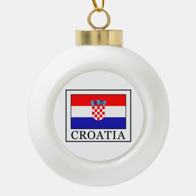 Croatia Ceramic Ball Christmas Ornament (Front)