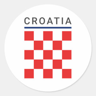 Croatia Checkerboard Classic Round Sticker