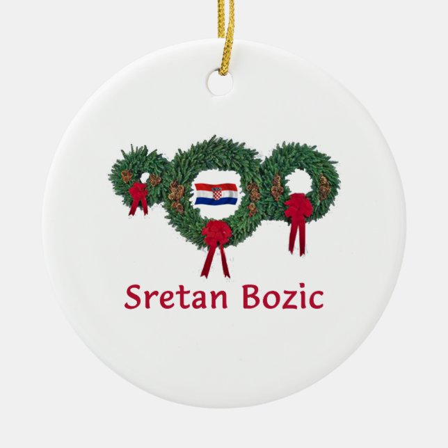 Croatia Christmas 2 Ceramic Ornament (Front)