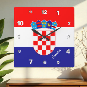 Croatia Clock, patriotic home, Croatian Flag Square Wall Clock
