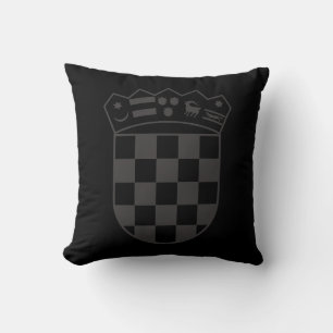 Croatia, Coat of Arms, Black, Dark, Grb Hrvatske Cushion