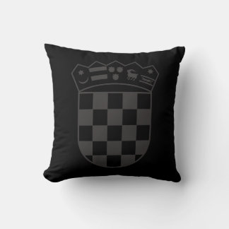 Croatia, Coat of Arms, Black, Dark, Grb Hrvatske Cushion