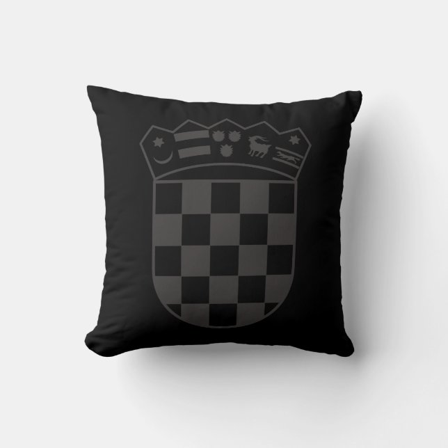 Croatia, Coat of Arms, Black, Dark, Grb Hrvatske Cushion (Front)