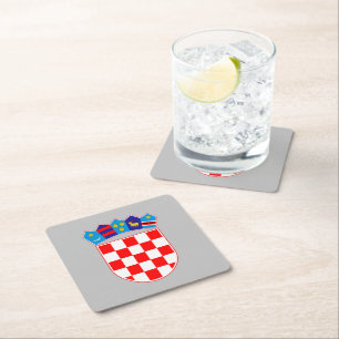 Croatia coat of arms square paper coaster