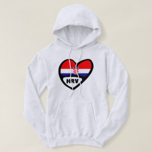 Croatia Country Code Flag Heart Hrvatska Hoodie