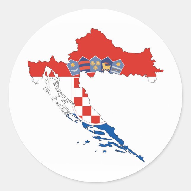croatia country flag map shape silhouette classic round sticker (Front)