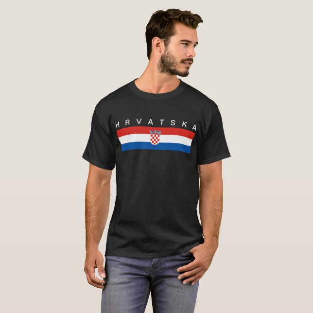 Croatia country flag symbol long hrvatska T-Shirt (Front Full)