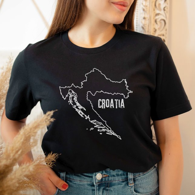 Croatia Country Map Outline Croatian Line Shape  T-Shirt (Creator Uploaded)