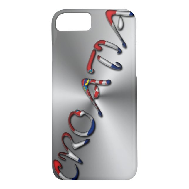 Croatia Croatian Flag Colour Typography Silver Gre Case-Mate iPhone Case (Back)