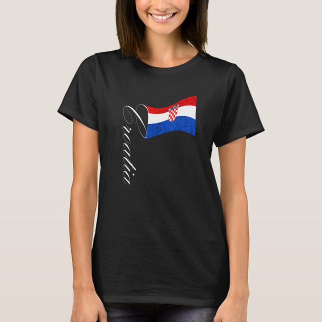 Croatia Croatian Flag Croatian Pride Croatian Root T-Shirt (Front)