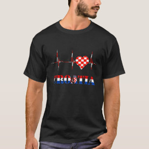 Croatia Croatian Flag Croatian Pride Heartbeat EKG T-Shirt