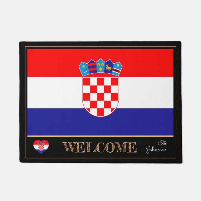 Croatia & Croatian Flag house mat /sports Welcome (Front)