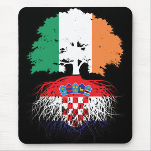 Croatia Croatian Irish Ireland Tree Roots Flag Mouse Pad