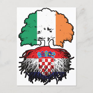 Croatia Croatian Irish Ireland Tree Roots Flag Postcard