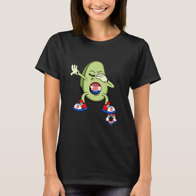 Croatia Dabbing Avocado Croatian Flag Hrvatska Soc T-Shirt (Front)