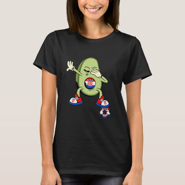 Croatia Dabbing Avocado Croatian Flag Hrvatska Soc T-Shirt (Front)