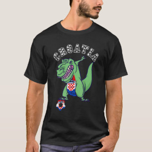 Croatia Dabbing Dino T-Rex Croatian Soccer Team Hr T-Shirt