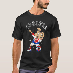 Croatia Dabbing Dog Croatian Flag Hrvatska Soccer T-Shirt