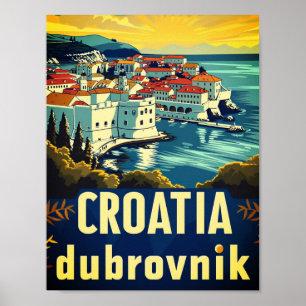 Croatia Dubrovnik Vintage Famous Travel Place Poster