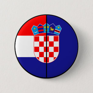 Croatia Flag and Coat of Arms Patriotic Button