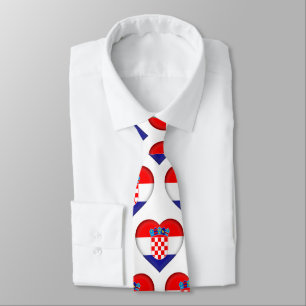 Croatia Flag Colours Heart Pattern Neck Tie