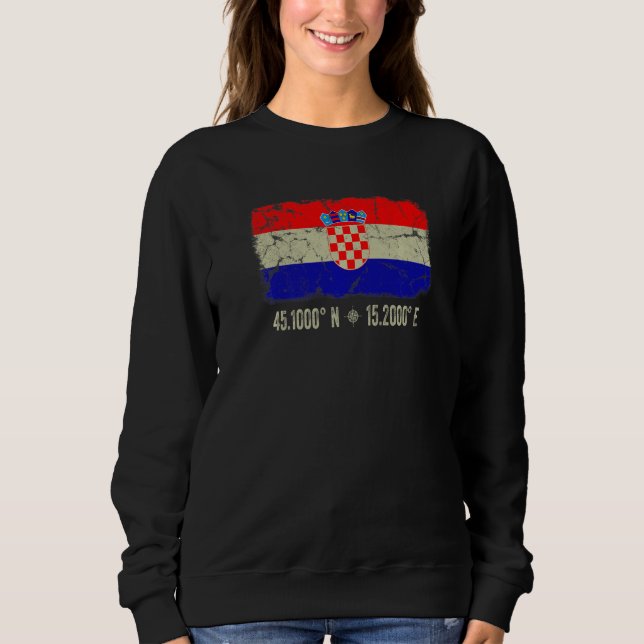 Croatia Flag Coordinates Men Women Croatian Herita Sweatshirt (Front)