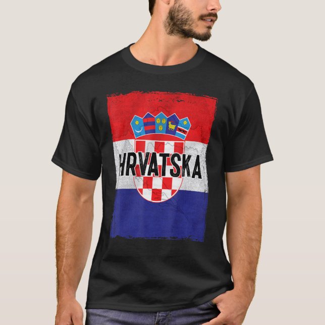 Croatia Flag Croatian Roots Hrvatske Croatia Zagre T-Shirt (Front)