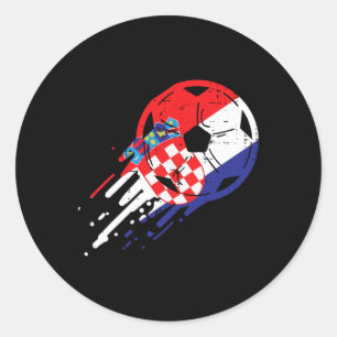 Croatia Flag Croatian Soccer Footll Fan Men Women Classic Round Sticker