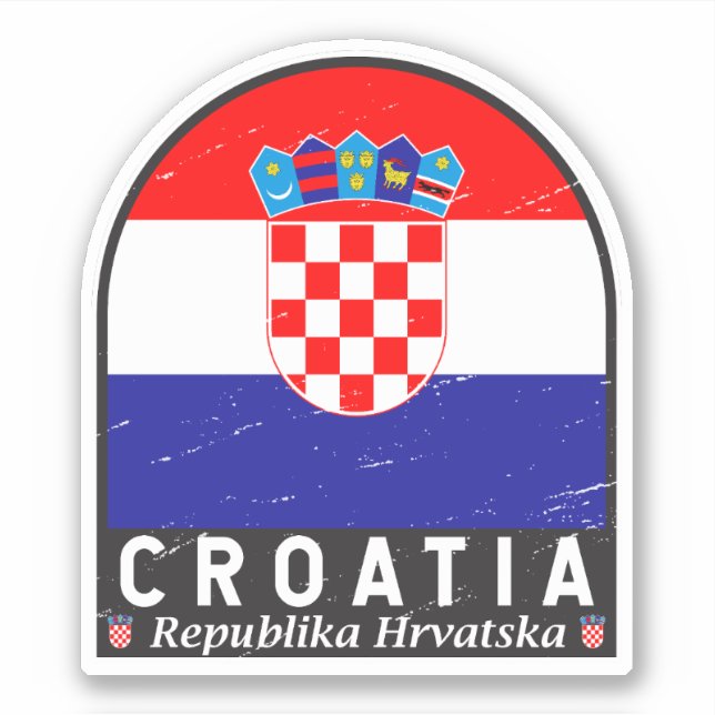 Croatia Flag Emblem Distressed Vintage (Front)