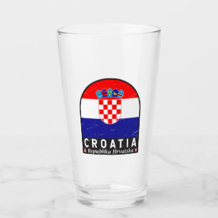 Croatia Flag Emblem Distressed Vintage Glass