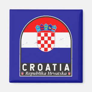 Croatia Flag Emblem Distressed Vintage Magnet