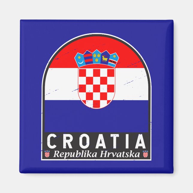 Croatia Flag Emblem Distressed Vintage Magnet (Front)