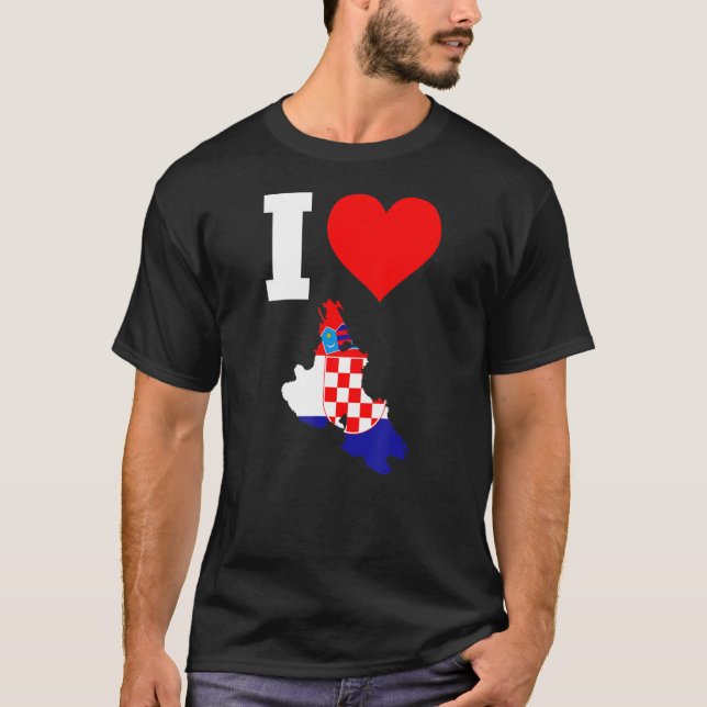 Croatia flag for Krk  I Love Krk T-Shirt (Front)