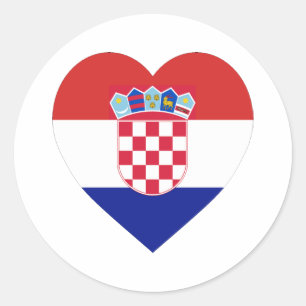 Croatia Flag Heart Classic Round Sticker