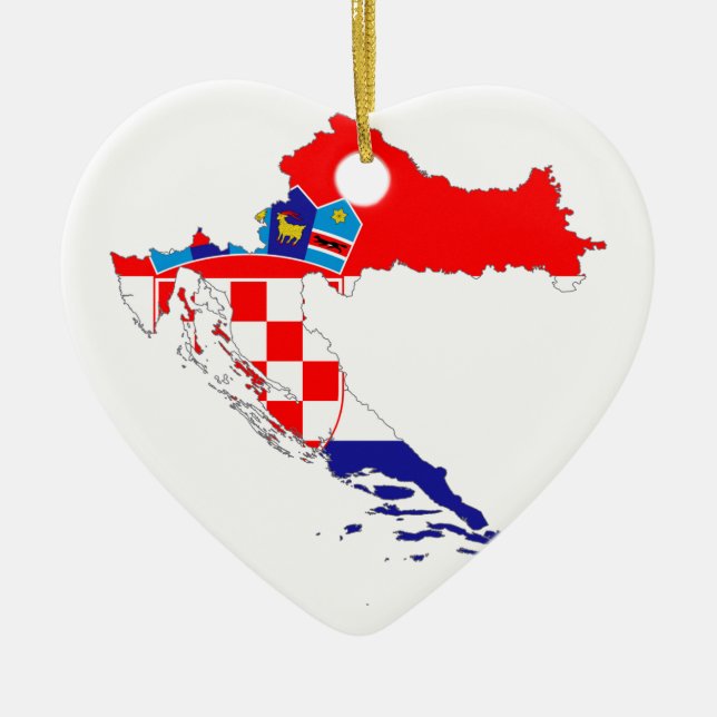 Croatia Flag Map Ceramic Ornament (Front)