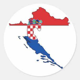 Croatia flag map classic round sticker