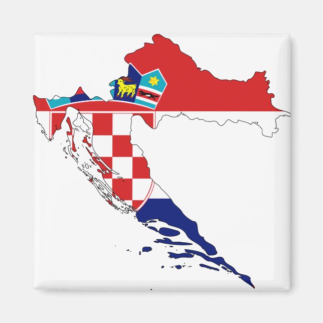 Croatia Flag map HR Hrvatska Magnet (Front)
