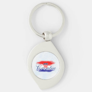 Croatia flag map Key Ring