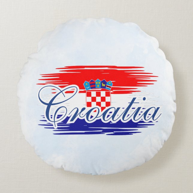  Croatia flag map Round Cushion (Front)