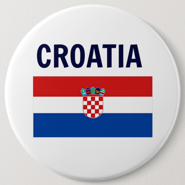 Croatia - Flag of Croatia, labelled, 6 Cm Round Badge (Front)